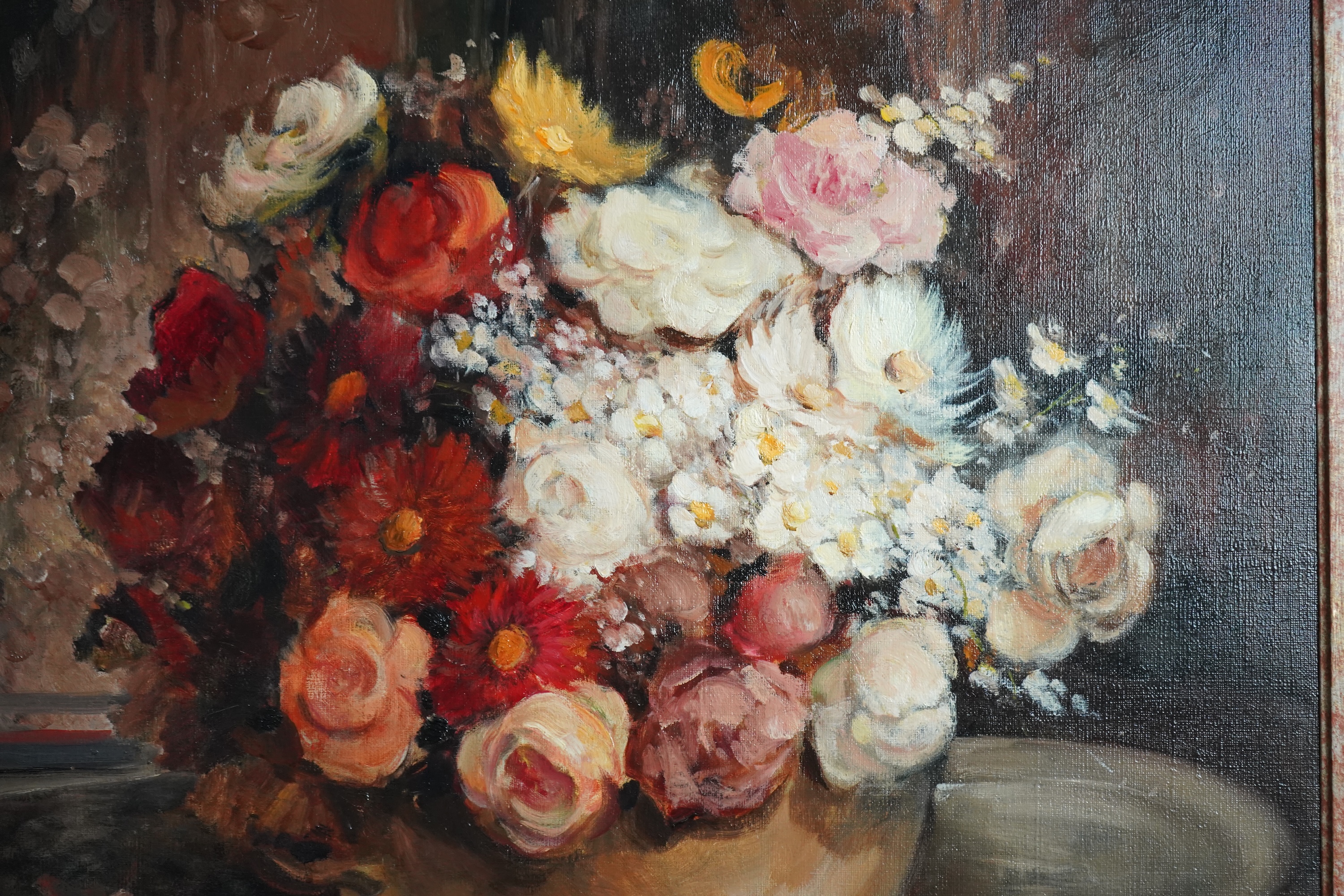 Fernand Toussaint, Belgian 1873–1956, Still life study of mixed flowers in a vase